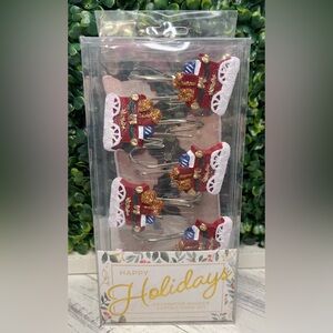 Christmas Presents Wagon Glittery Decorative Shower Curtain Rings Hooks NEW